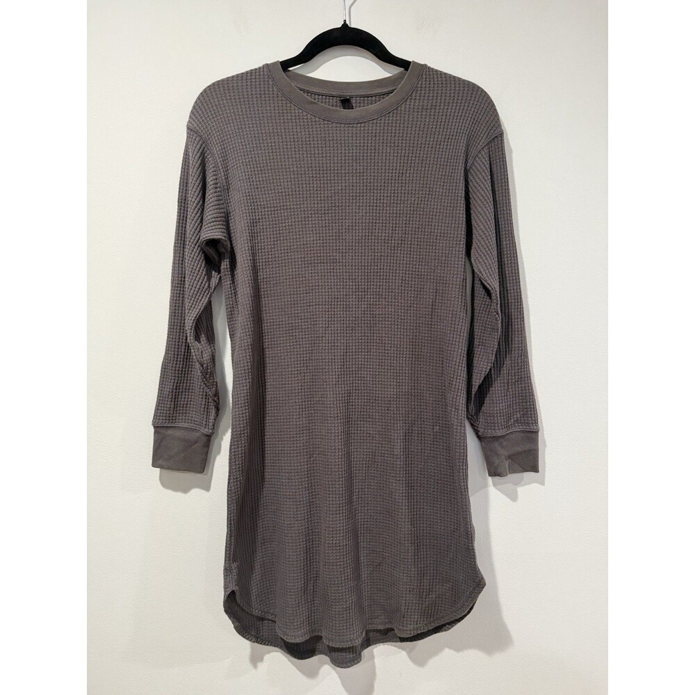 Uniqlo Waffle Knit Dress Womens Medium* Grey Minimalist Lagen Cottage Cotton